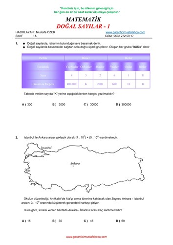 DOĞAL SAYILAR - 1